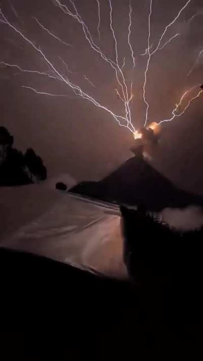 🔥Volcanic lightning - an electrical discharge caused by colliding particles of ash and ice rather than from a thunderstorm.