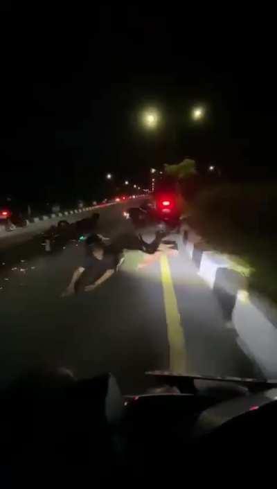 Abrupt scooter crash in Indonesia