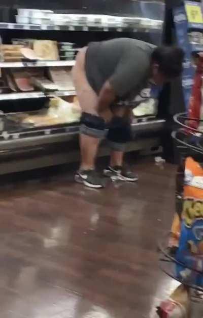 Uh, miss, your mask is on wrong. Also, will you please remove your bare ass from the cooler?