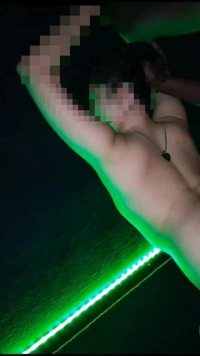 Got fucked in the adult theater while giving a good show to my husband and the owner 😈