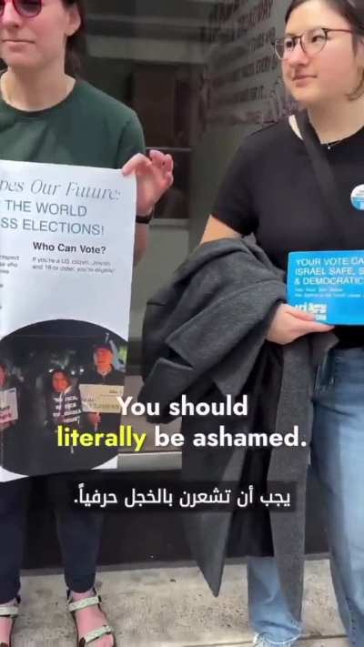 Anti-Zionist Jewish person confronts Zionists