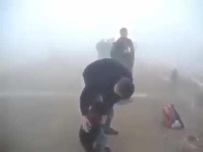 Bear gets attached with the man who saved it from fire.