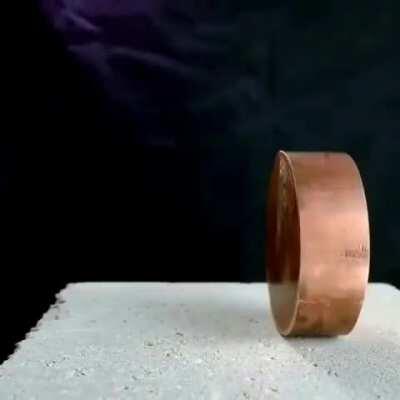 Copper Is Not Magnetic But Creates Resistance In The Presence Of A Strong Magnet...