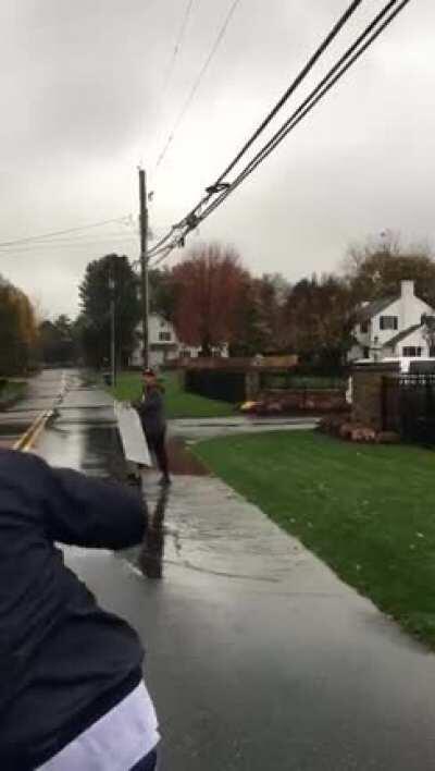 Scumbag employer upset about inflatable pig outside his mansion.