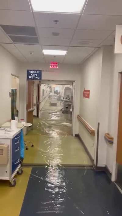 Broken water pipe floods emergency department at Duke Hospital.