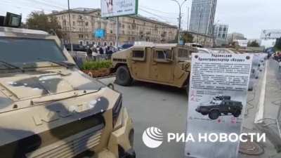 RU POV: Exhibition of captured NATO equipment opened in Novosibirsk, Siberia.