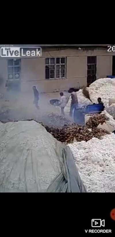 Let me use my lighter...to open this plastic bag...in a cotton factory.....