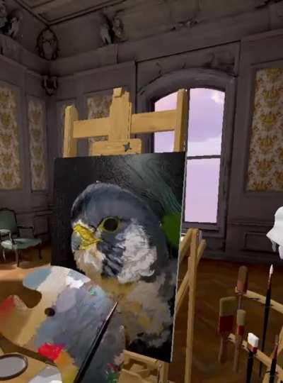 A fluffy Peregrine Falcon painted in VR