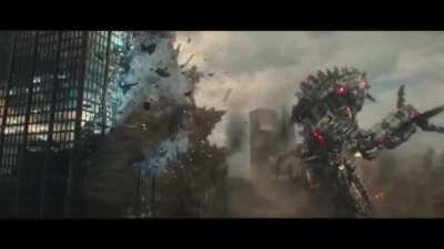 the final fight of GvK, but with Showa-era sound effects and a certain classic theme