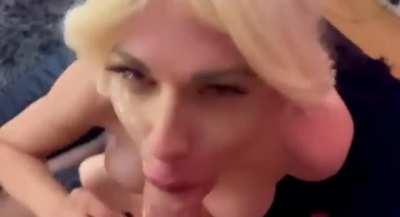 Tranny sucking up all the cum 💦 telegram link below 👇