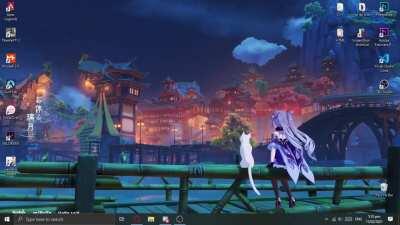 I made the scene from Keqing's OST to a 1440p60 live wallpaper