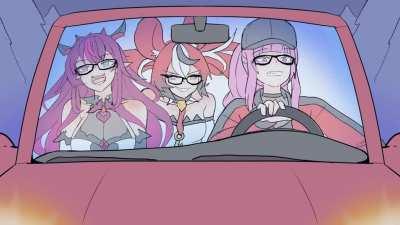 Calli, Irys, and Bae vibing, but glasses are versatile