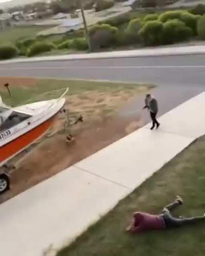 WCGW Playing golf in the front yard.