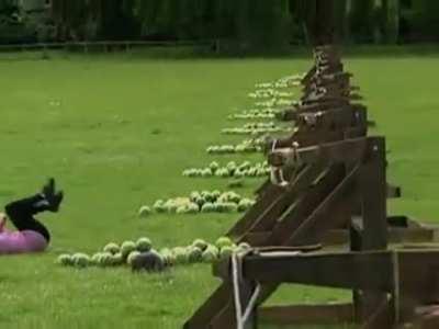 The catapult of destiny- has a 50% chance of hitting the user