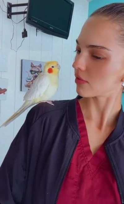 Pikachu on her shoulder