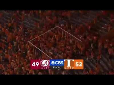 Tennessee fans take the goalpost out of stadium after #6 Tennessee beat #3 Alabama 52-49