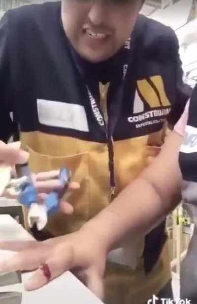 He is smiling but he definitely died inside...