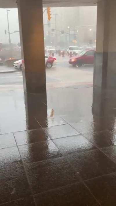 Caught in a downpour in downtown Ottawa