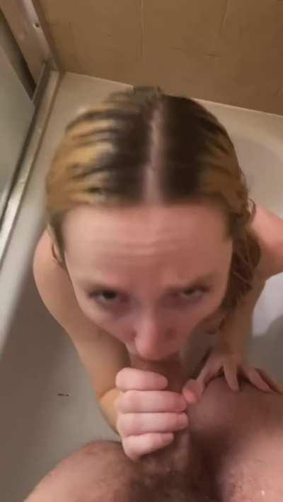 Eye contact while its going in my throat