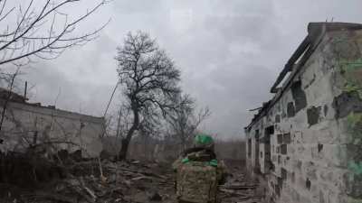 Lyut Assault Brigade of Ukraine blow up Russian infantry entrenched in basements of destroyed buildings, under fire they planted explosives and returned to the armored vehicle, while returning back they got hit by Russian FPV and took wounded and losses. 