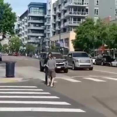 Asian man defends himself from a harasser