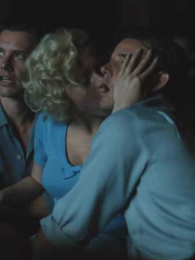 Ana de Armas hot moaning during threesome sex scenes in Blonde