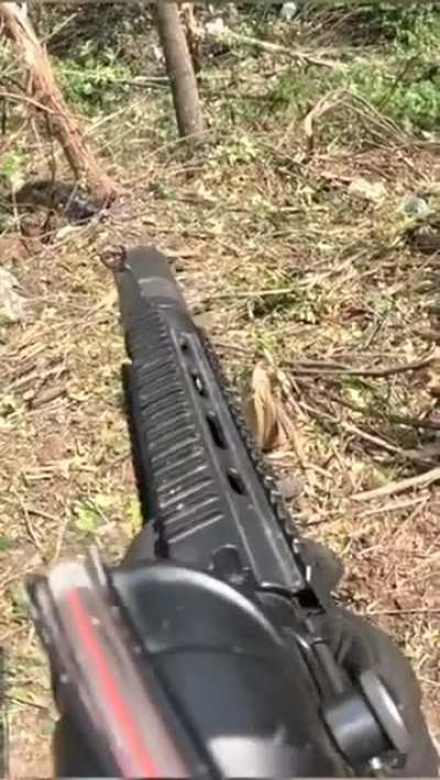 Enemy visible, Ukrainian soldier takes out enemy infantry in the treeline - 2023