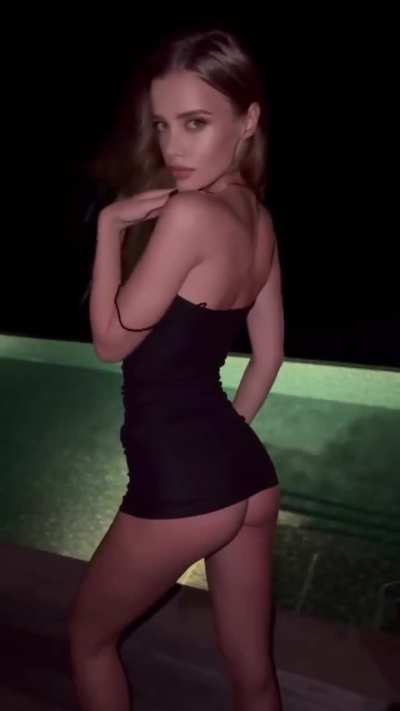 Posing in a Tiny Black Dress near a Pool at Night (Tishko Clip)