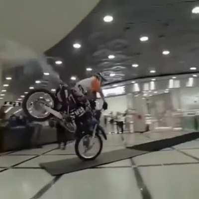 WCGW with a motorcycle in a Shopping Mall