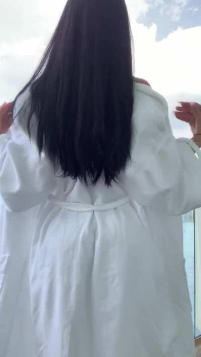 Tits out on her balcony