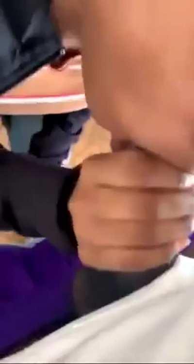 Girl sucking big black dick POV