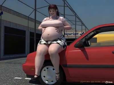 Nadia plays with her belly