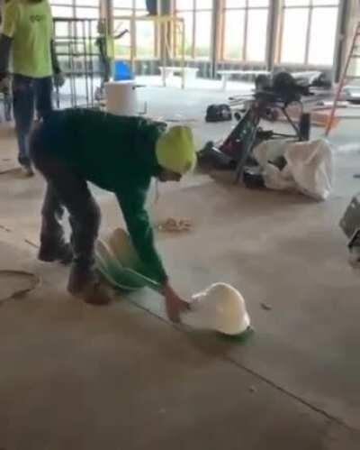 When you think you can invent a fast and hard way to wear a safety cap