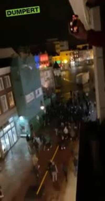 Rioters destroying shit in Den Bosch, Netherlands. Can't wait for them to get blasted with rubber bullets.