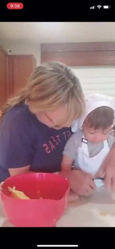 To teach the little guy how to cook