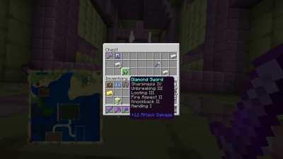 Found a nearly maxed out Diamond Sword in an End City chest, didn't even know they could have this many enchants as loot!