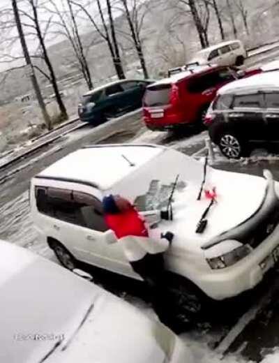 Just a guy clearing his car