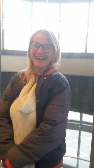 A quick flash of boobs in the elevator at the mall