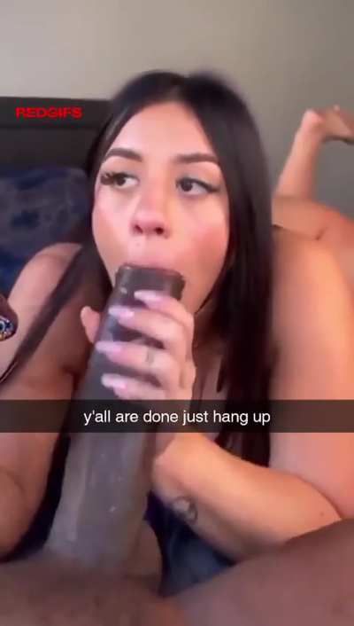 Yo dude just hurry up and the end the call she's too busy on my bbc or else im fucking her while you guys are in call