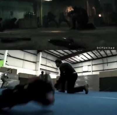 Warehouse fight scene pre-visualised with the stunt team