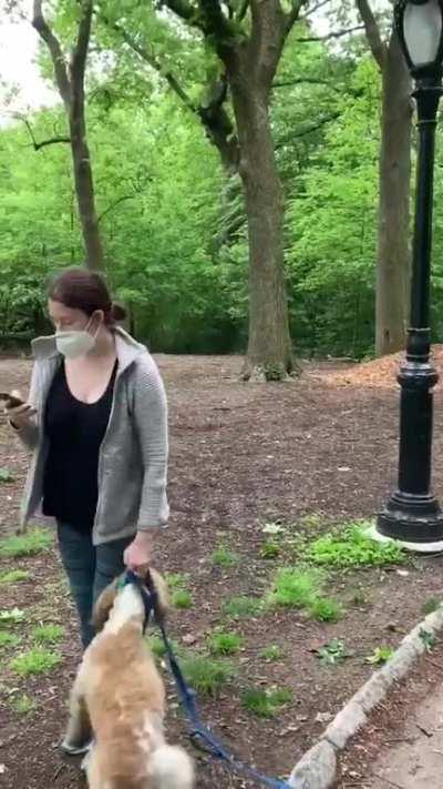 Man asks woman to leash her dog, so she calls the police to falsely accuse him of threatening her & weaponizing her tears while choking her dog.