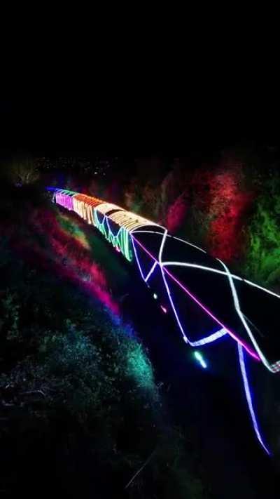 Amazing Christmas train of lights.