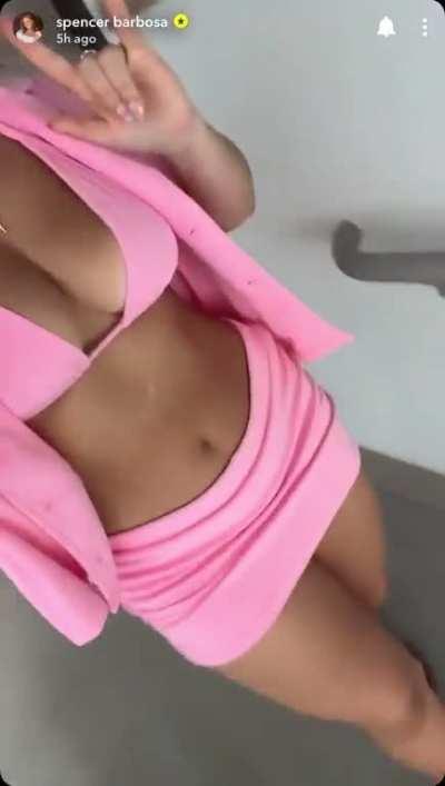 Pink bikini and short skirt gif