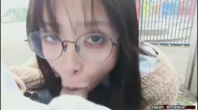 Perfect Japanese public blowjob...
