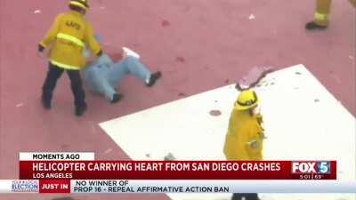 That medical helicopter wich malfunctioned and crashed while landing on the roof of a hospital in Los Angeles transported a heart and they found it: 2020