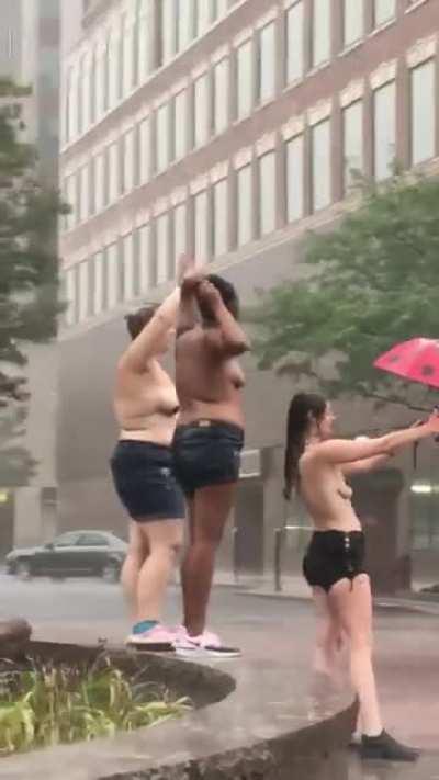 Interesting BLM protest in the pouring rain