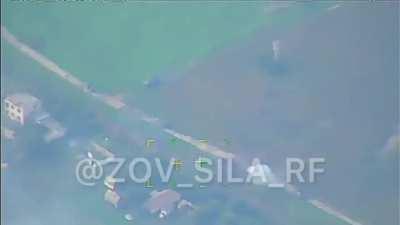 RU pov: Armored group of the Armed Forces of Ukraine Hit by artillery fire and anti-tank systems in the area of ​​​​the village of Pravdino, Kherson region.