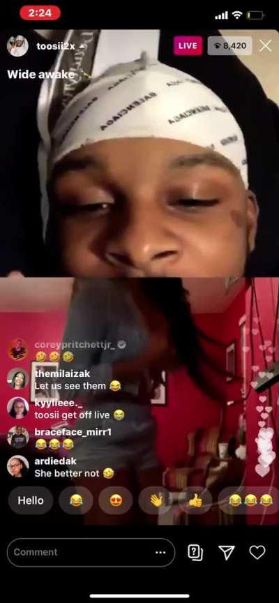 NBA YoungBoy’s baby momma flashes on live for Toosii 😂🤦🏾‍♂️