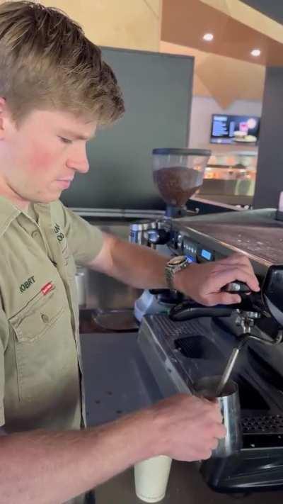 19 year old Robert Irwin trying coffee for the first time.
