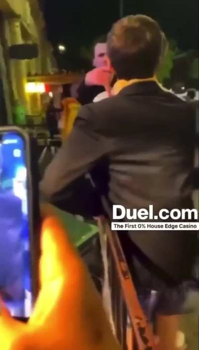 Drunk idiot gets what he’s asking for.